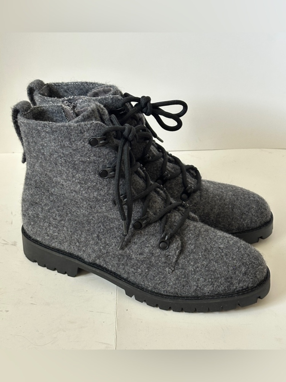 Band of Gypsies Women's Grey Peyton Wool Knit Lace-Up Ankle Boots Shoes Size 7.5
